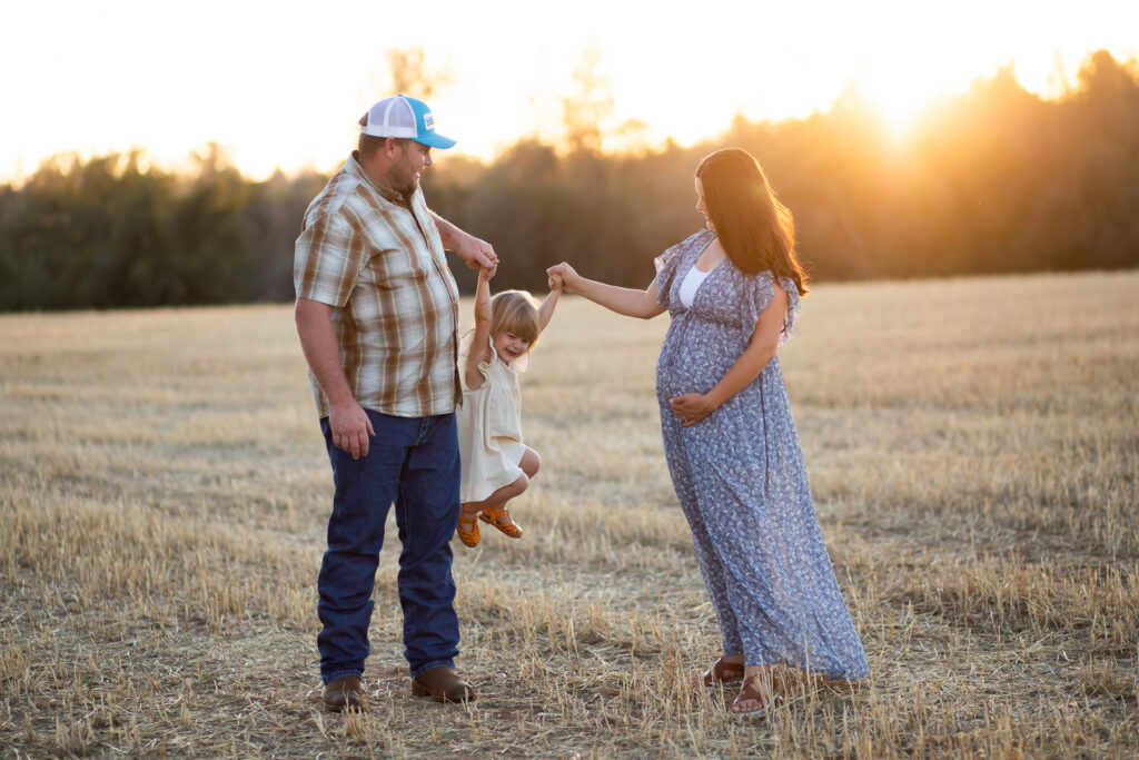family in a wheat field 
