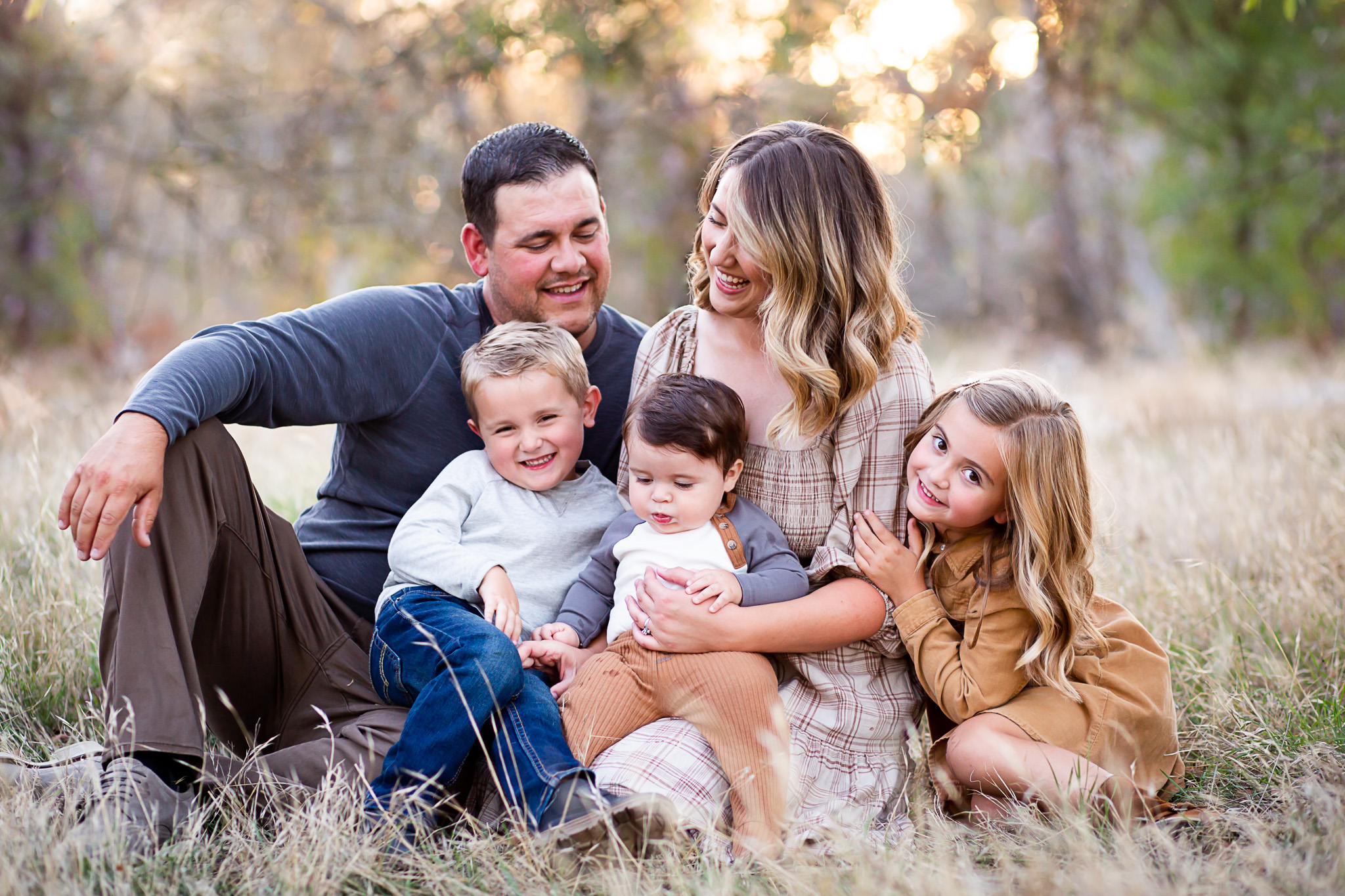 family during golden hour session
