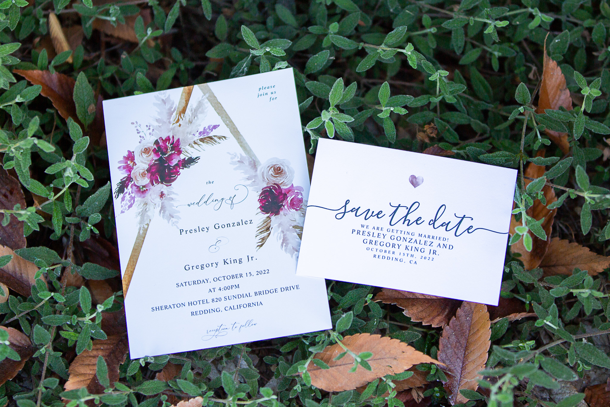 Redding wedding photographer invitations