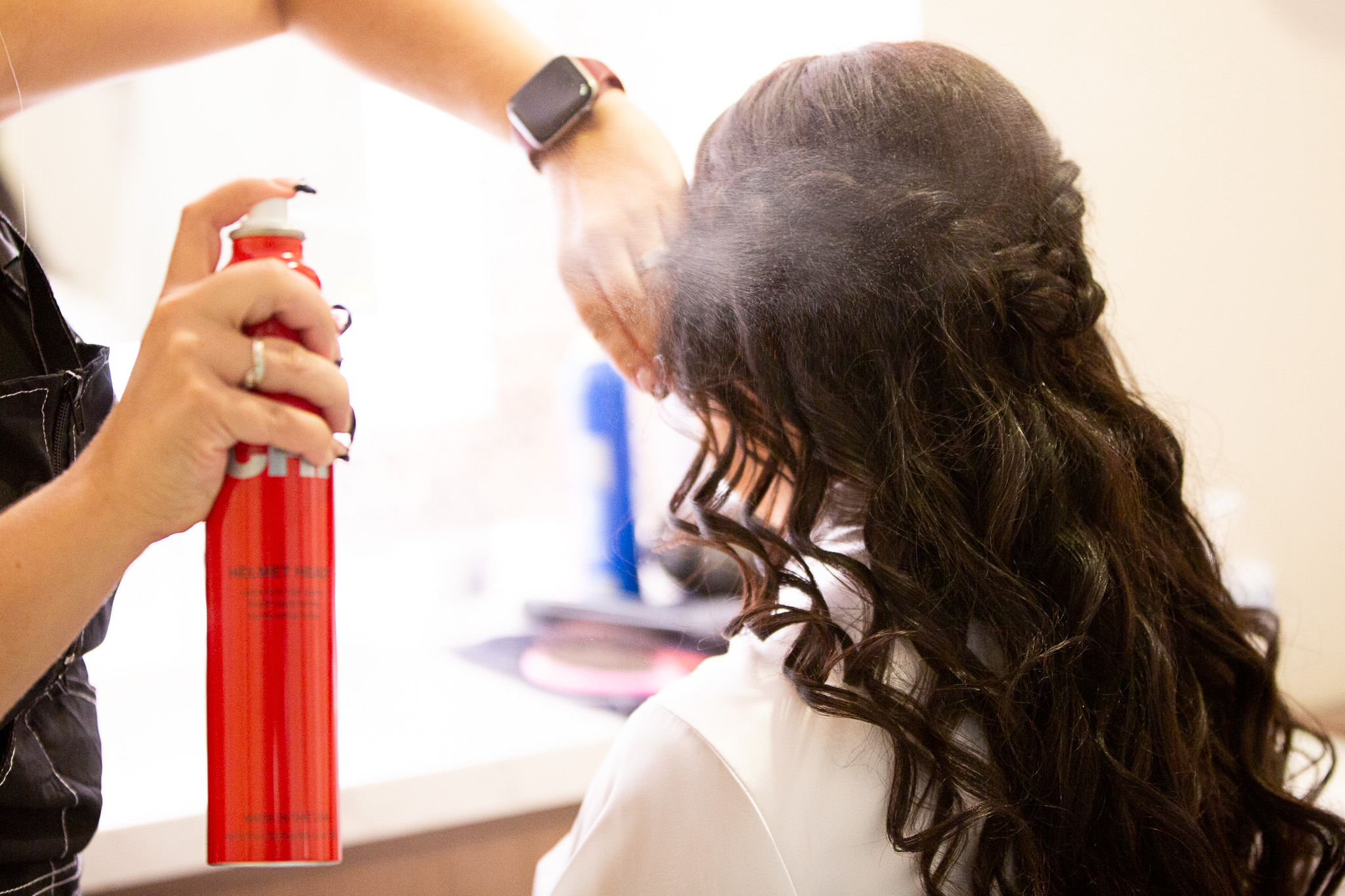 hairspray getting sprayed