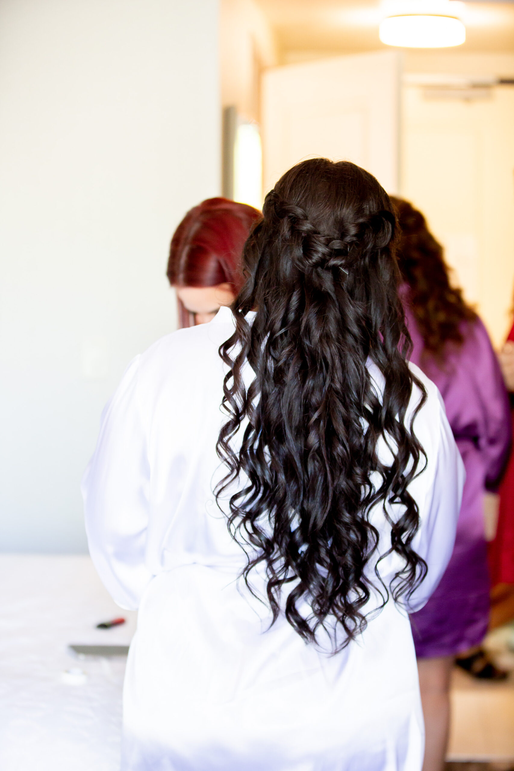 bride getting ready on wedding day