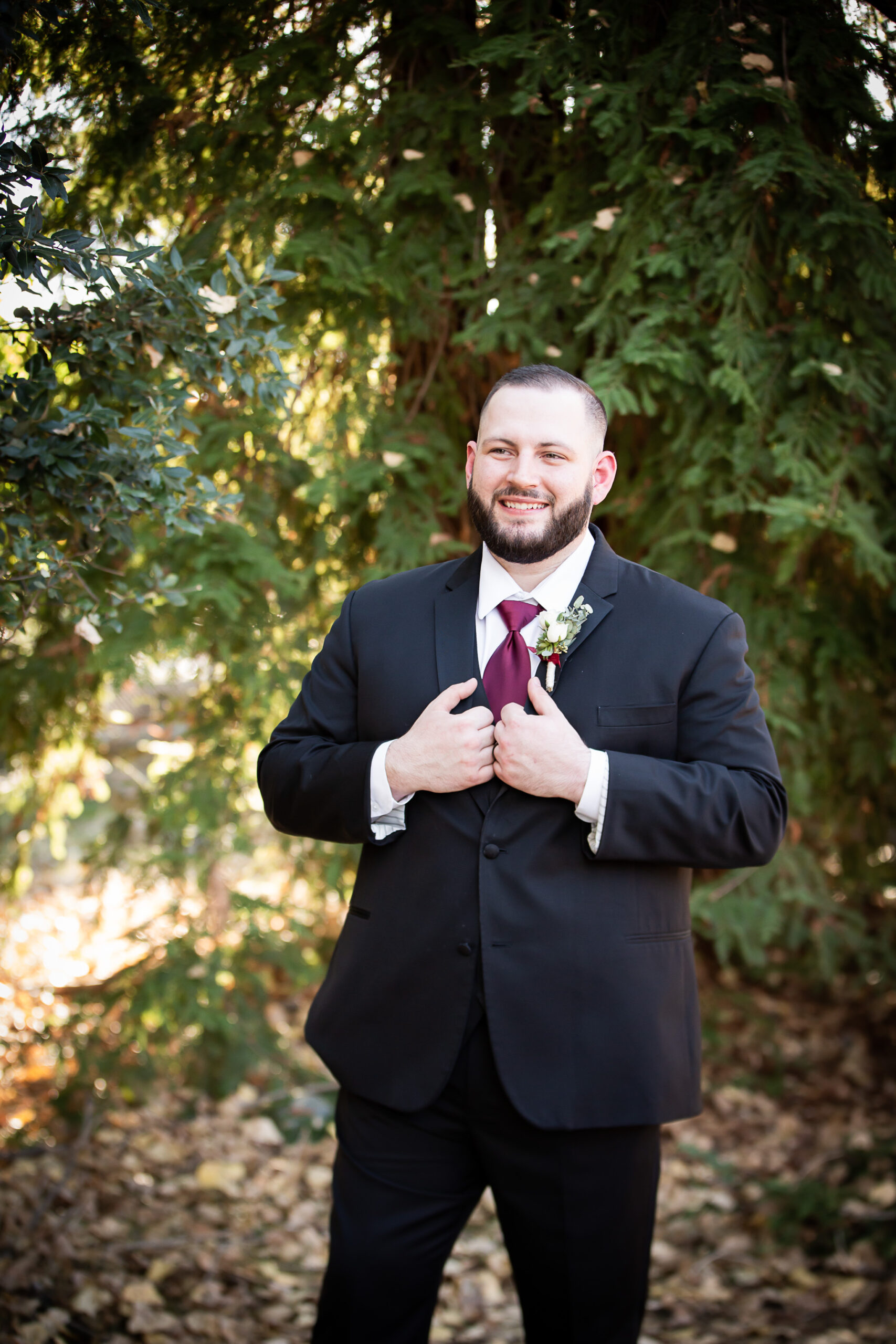 groom at wedding in Redding