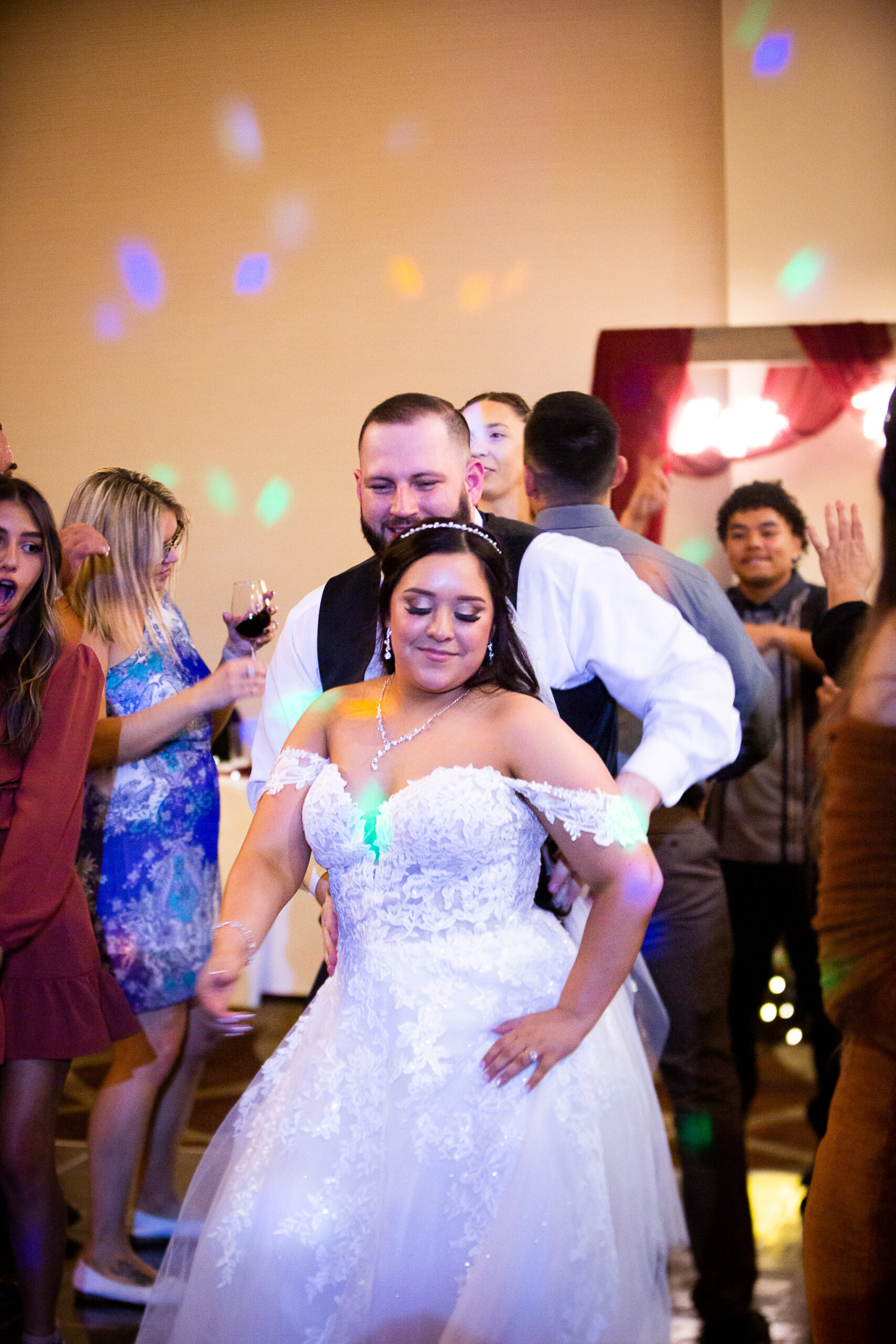 bride and groom dancing