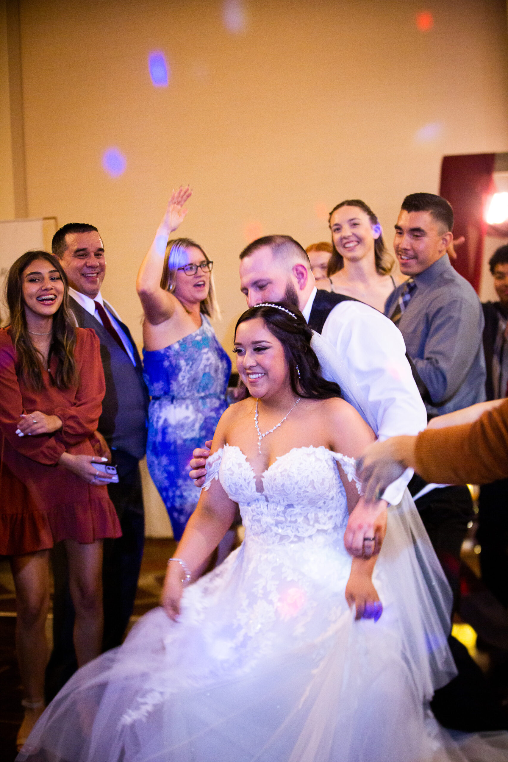 bride and groom dancing